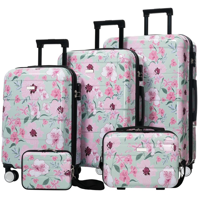 Luggage Sets PC+ABS 5pcs Hardside Lightweight Durable Suitcase 8″14″20″24″28″