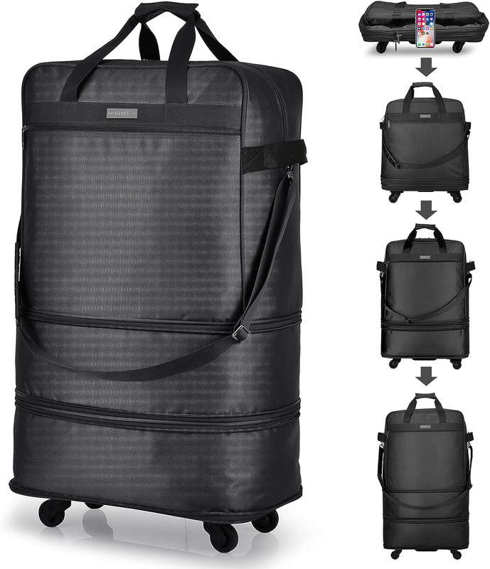 Maleta Plegable Ruedas Ligera Expandible Viaje Hombre Mujer Negra