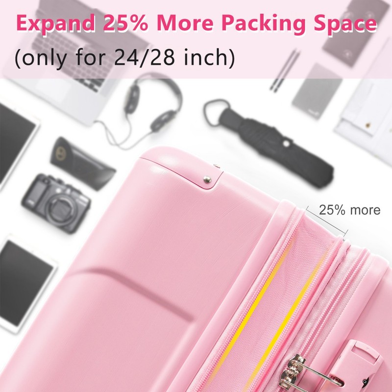 Hardshell Lightweight Durable ABS Suitcases with Double Wheels, Expandable28inch gallery