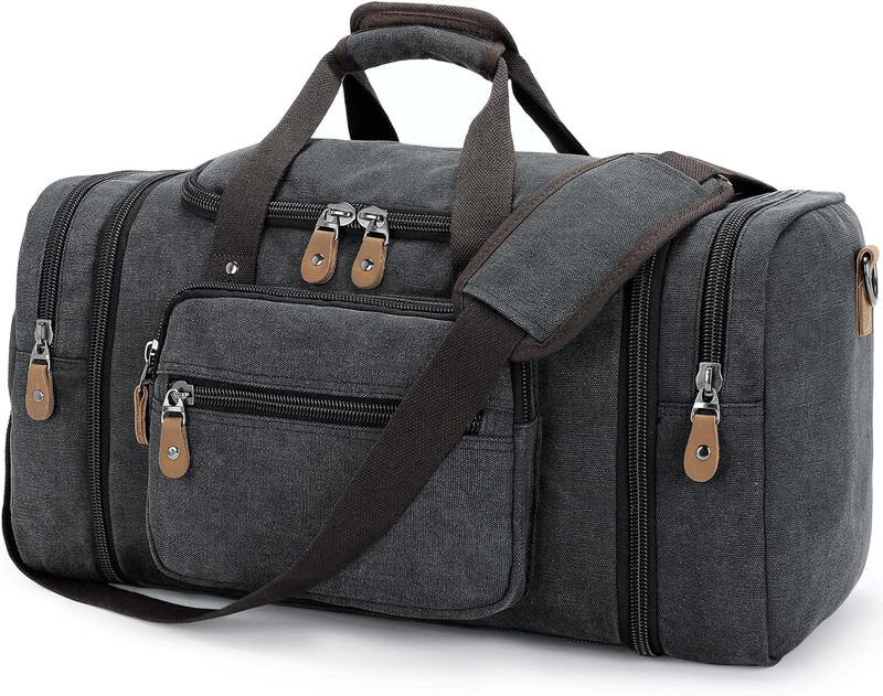 Canvas Duffle Bag for Travel 60L Expandable Duffel Weekend Overnight Bag Men (Da