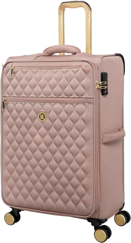 Glimmering 28" Softside Checked 8 Wheel Expandable Spinner, Mink Gold