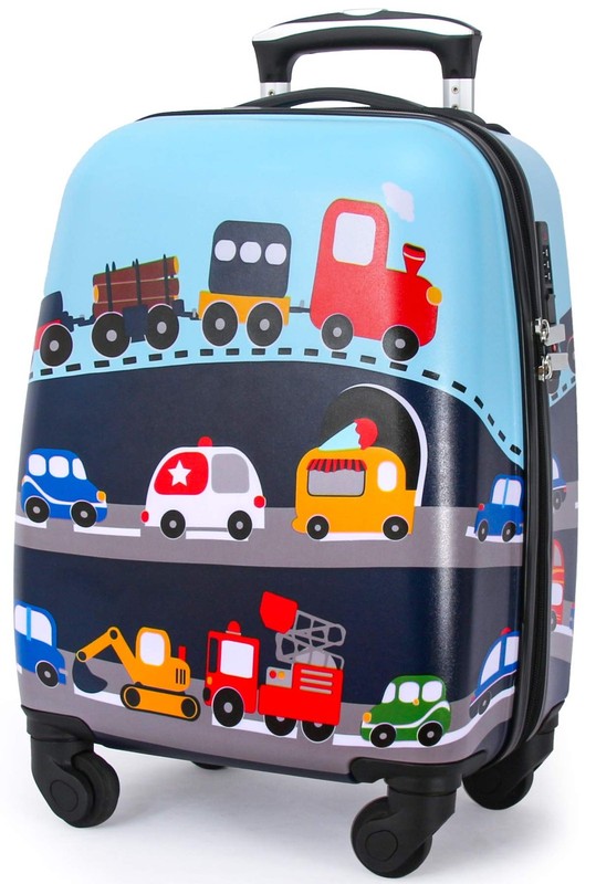 Hardshell Carry-On Suitcase with Spinner Wheels for Kids Travel Trolley 18"