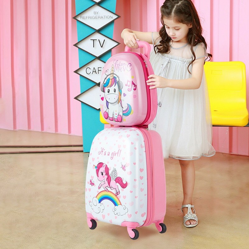 2PC Kids Luggage Set 12" Backpack & 16" Rolling Suitcase for School Travel ABS gallery