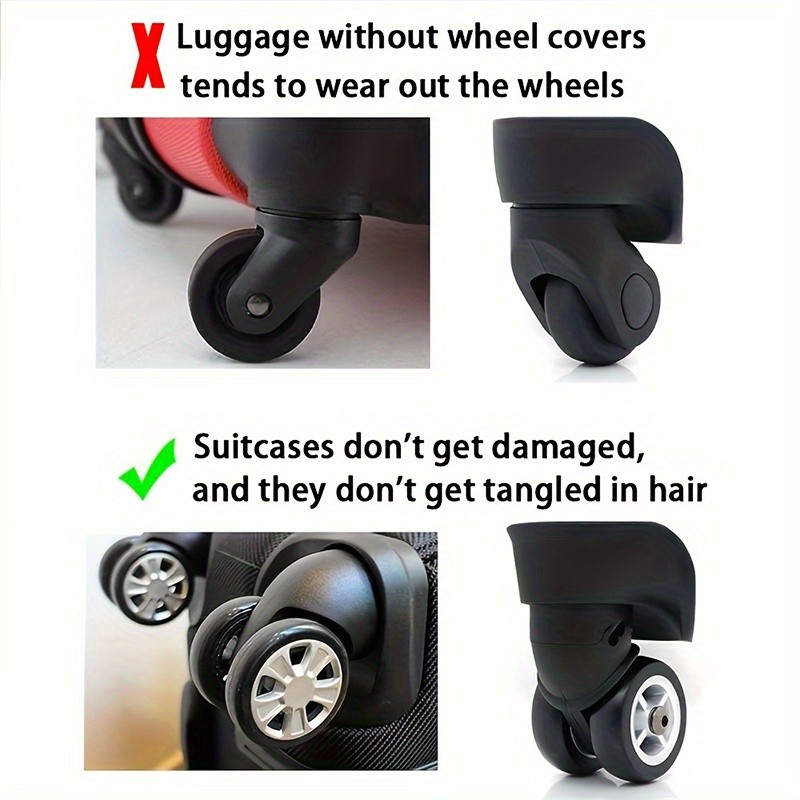 8Pcs Silicone Luggage Wheel Covers Noise Reducing Suitcase Wheel Protectors gallery