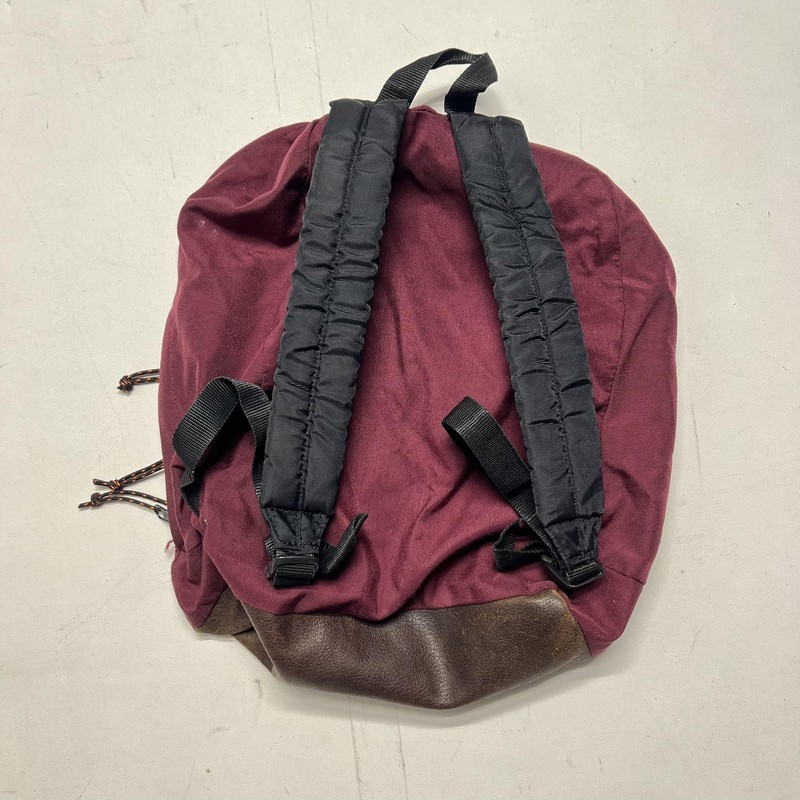 Vintage Eastpak USA Made Canvas Backpack Leather Bottom Adjustable Strap Maroon gallery