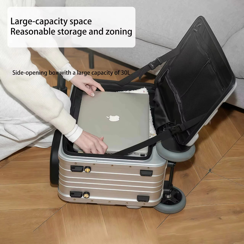 Silver Rideable Electric Carry-On Suitcase Night Light & Cup Holder RETAIL 1160$ gallery