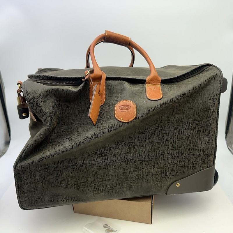 Bric’s Italian Rolling Roll On Duffel Travel Bag Pebble Leather Luggage Italy