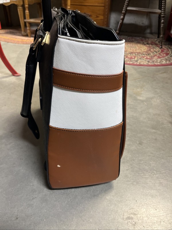 Cabrelli Laura Lock Rolling Computer Bag/Briefcase Black, White, Cognac Leather gallery