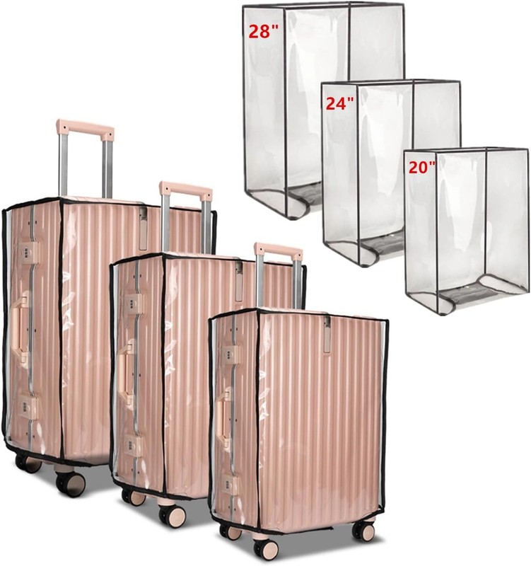 3PCS Clear PVC Luggage Cover Protectors Thicken Transparent Waterproof Suitcase