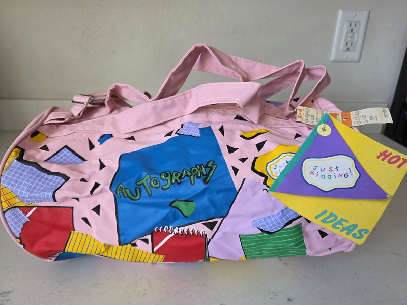 RARE VINTAGE 1986 NOS 80s Fashion Pink Retro Duffel Bag Carry-On Zip-Up Small