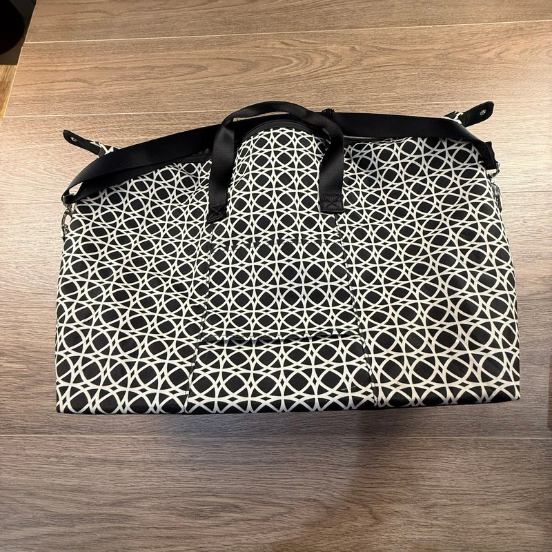 Vera Bradley Lighten Up Travel Duffel, Black White Geo, NWT Shoulder Strap, Zip gallery
