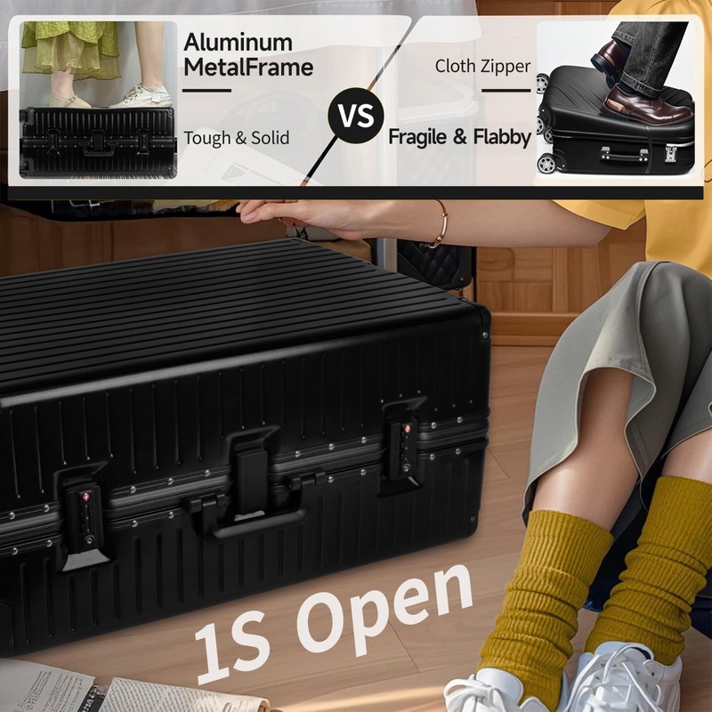 Luggage Aluminum Frame Hard Shell Suitcase Zipperless TSA Lock 20in/28in Luggage gallery
