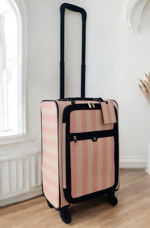 Victoria’s Secret Carry-on Luggage Suitcase, Makeup Pouch Case Travel Set Stripe gallery