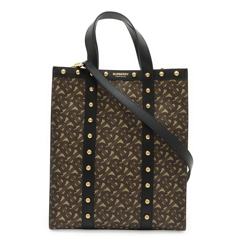 Pre-Owned BURBERRY TB Small Monogram 2WAY Tote Bag Shoulder Bag Leather