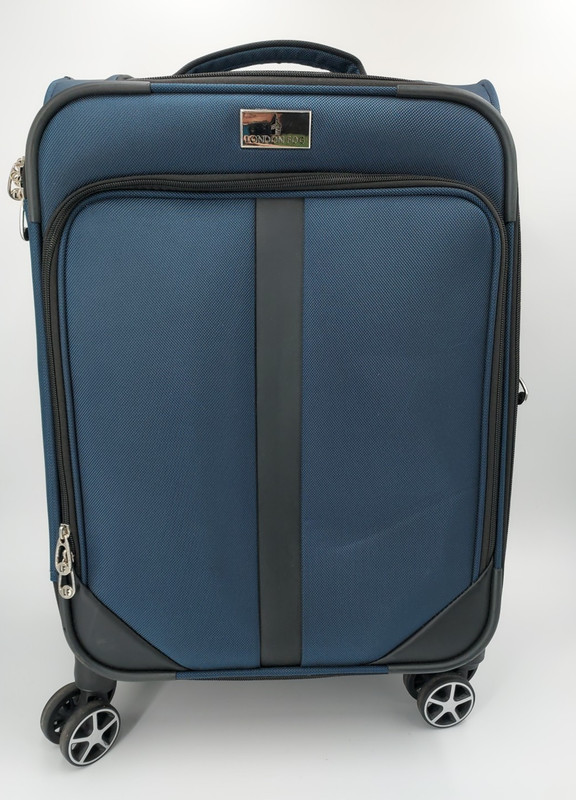 LONDON FOG Hartford Navy Blue 20″ Expandable Spinner Soft Shell Carryon Suitcase