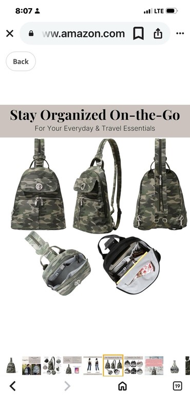Baggallini Naples Convertible Backpack + Wristlet Camo NWOT gallery