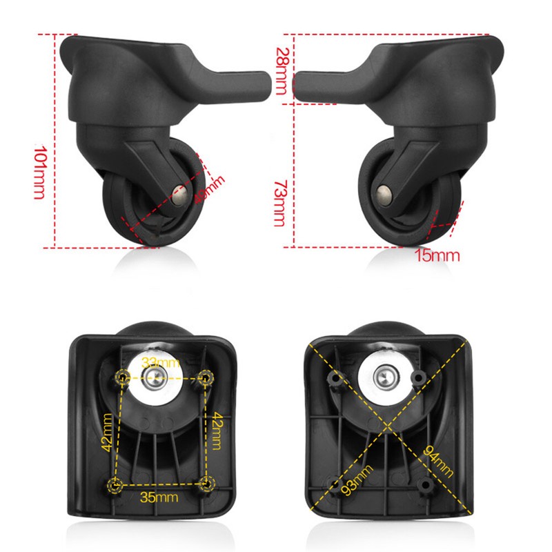 2 Pcs Replacement Luggage Swivel Wheels Suitcase 360 Spinner Repair Spare Wheels gallery