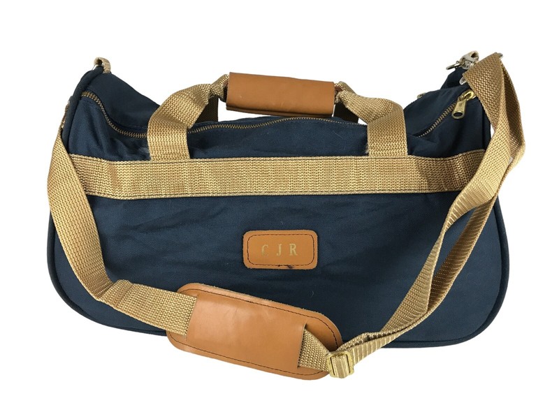 Boyt Duffle Bag Unisex Blue Brown Double Handles Detachable Adjustable Strap