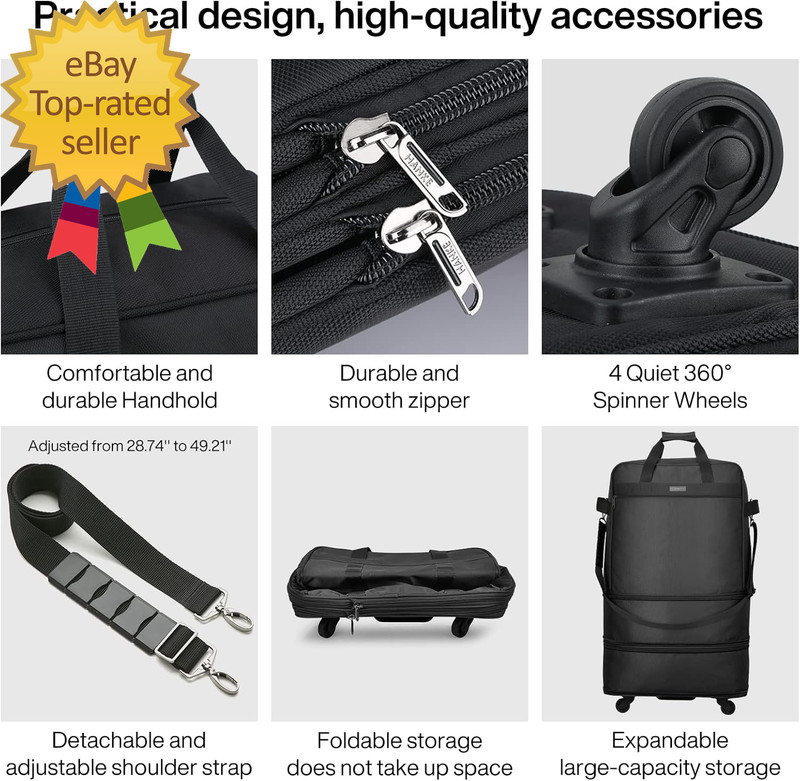 Suitcases with Wheels Expandable Foldable Luggage Bag Suitcase Collapsible Rolli gallery