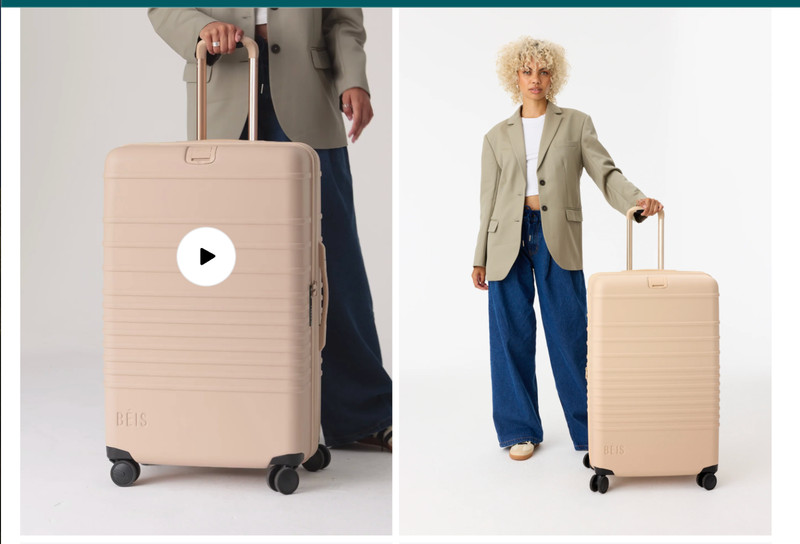 BÉIS Check In Large Roller Luggage – Beige – New