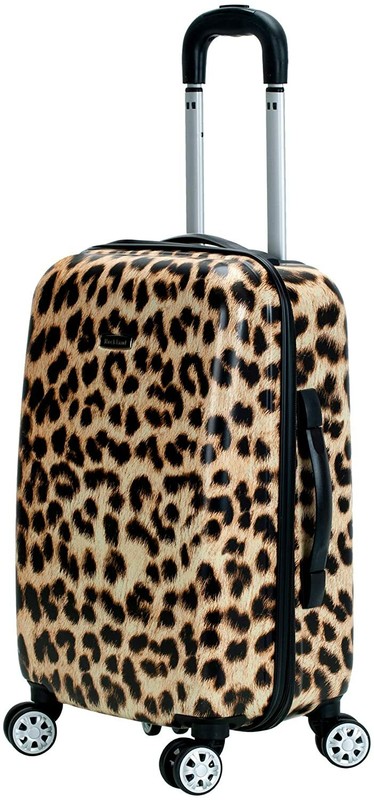 Hardside Carry On 20 In Leopard Print Design Rolling with Handle Flight Luggage