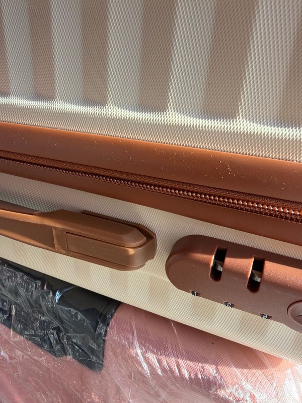 JOYWAY Hard Shell Spinner Suitcase with TSA Lock, Cream and Brown gallery