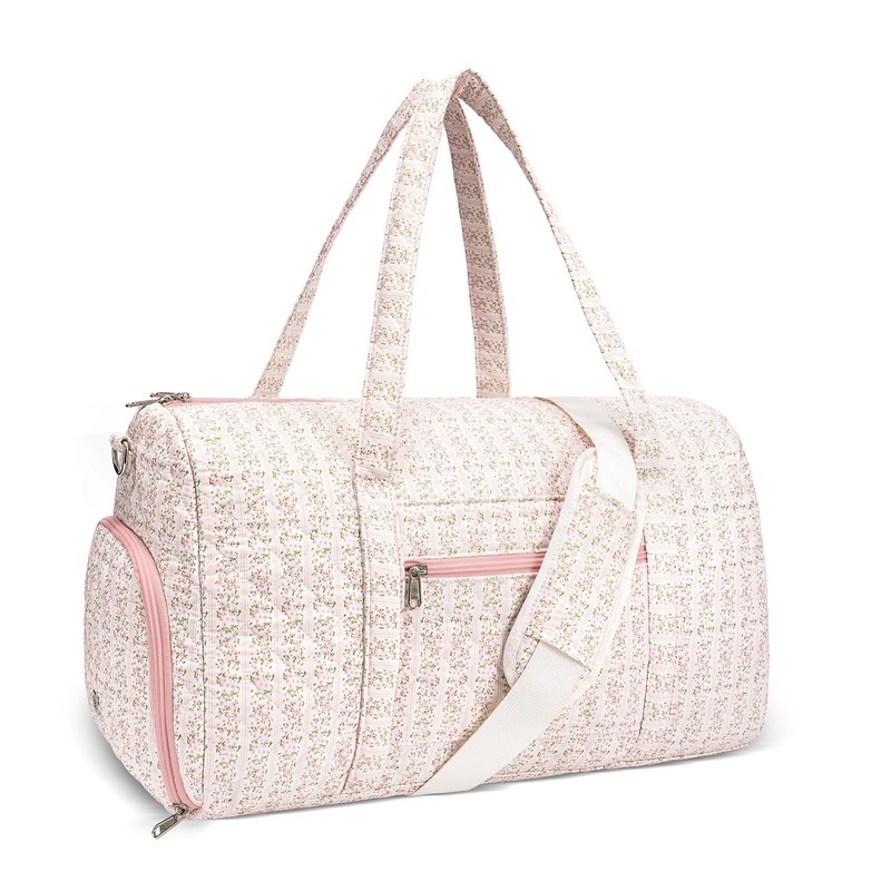 Gym Bag Women Quilted Duffle Bag Floral Weekender Dance Bag Organizer