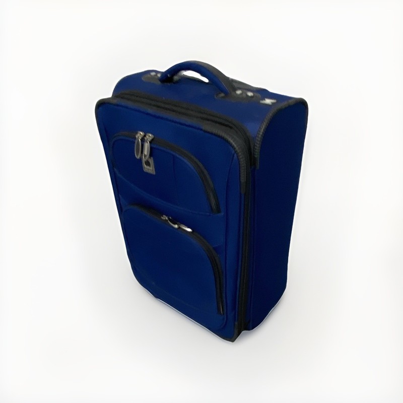 Delsey Blue/Black Polyester Carry-On Rolling Suitcase, Retractable