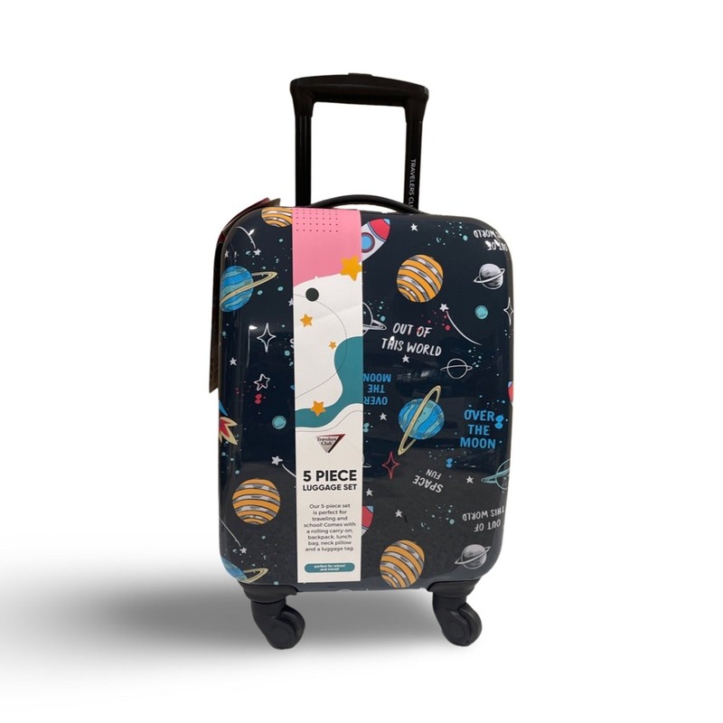 TRAVELERS CLUB Kid's Hard Side Carry-On Spinner 5 Piece Luggage Set – Space gallery