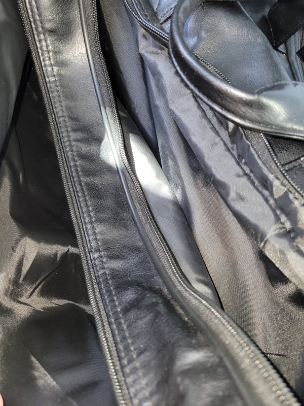 Black Leather (Synthetic) Roller Carry On Bag With Shoulder Strap gallery