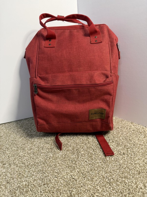 YoWeshop Red Canvas Backpack Daypack Water Bottle Pockets Travel Bag Unisex gallery
