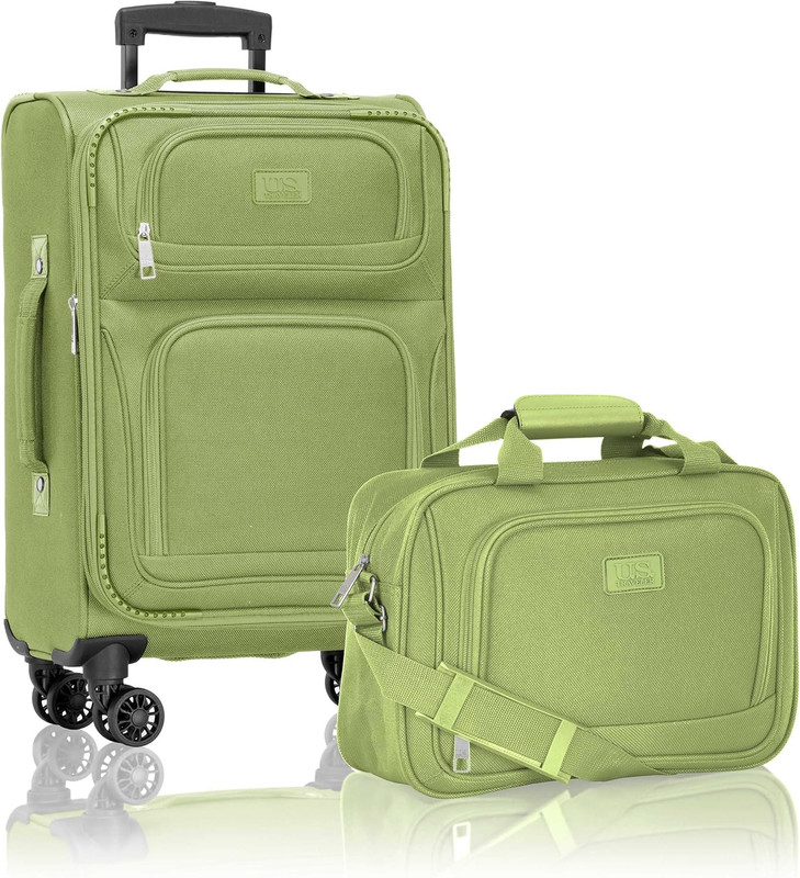 Rio Lightweight Softside Rolling Carry-On Suitcase, 4-Wheel Set, Light Green