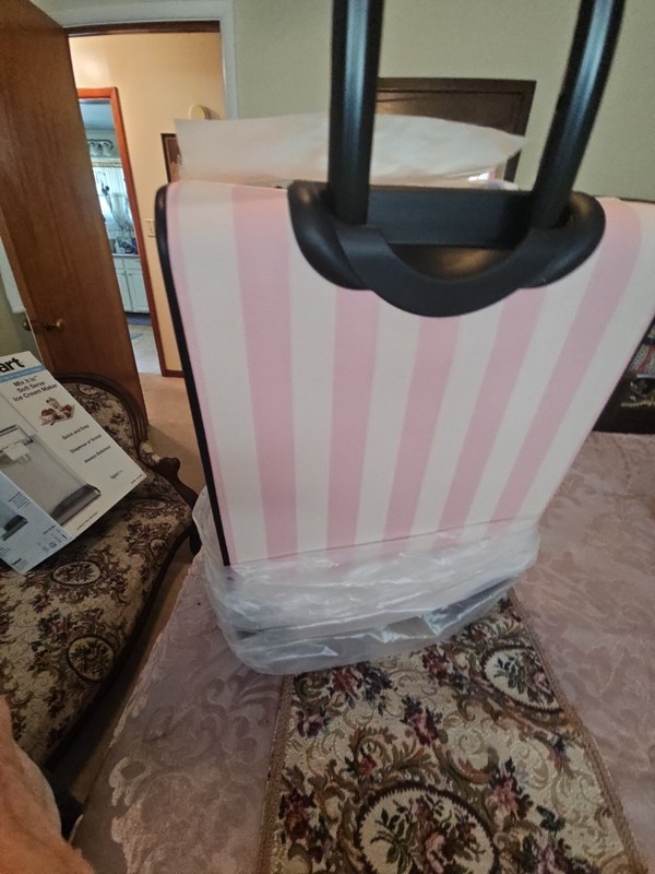 Victoria’s Secret Carry-on Wheelie Luggage Suitcase Set Pnk Heritage Stripes NWT gallery