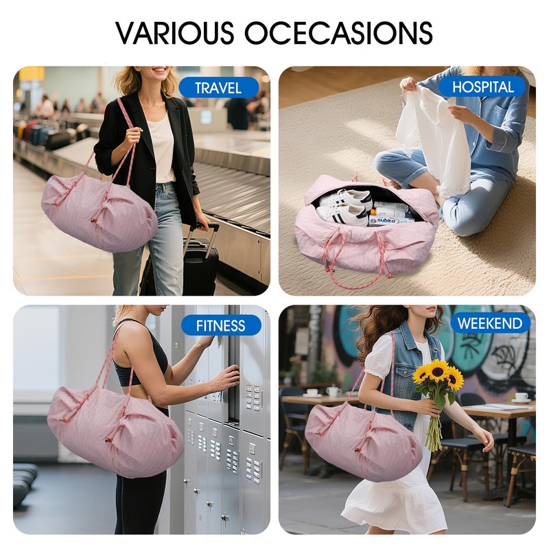 Large Puffy Weekender Bags for Women, Crossbody Shoulder Travel Duffel Bag, L... gallery