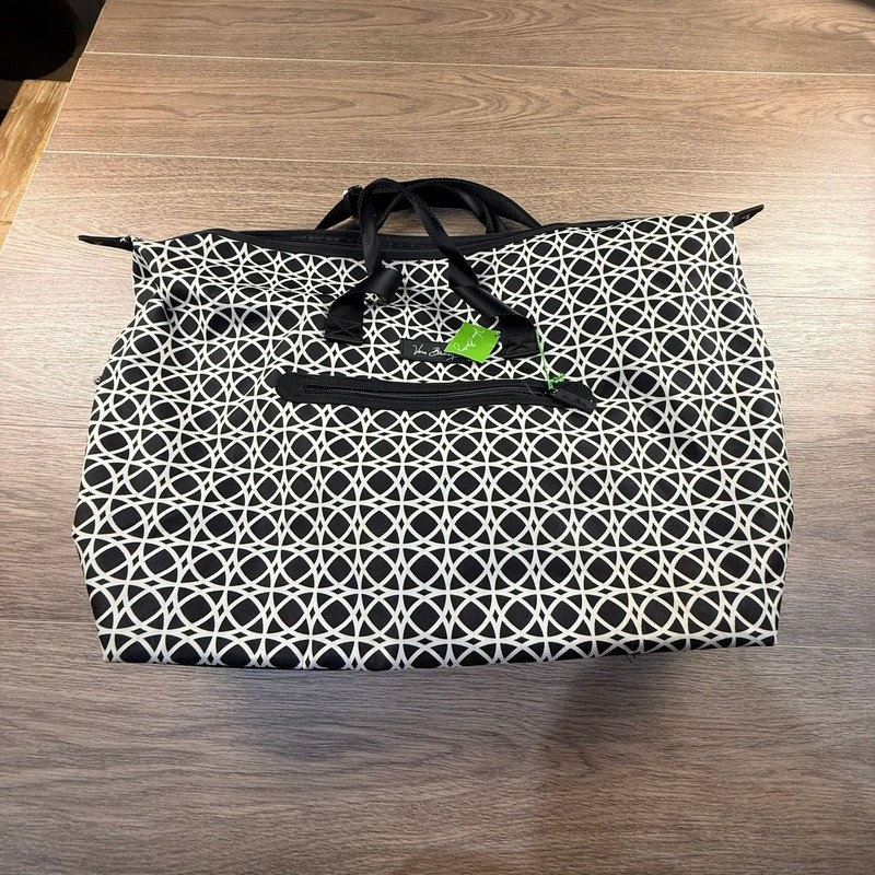 Vera Bradley Lighten Up Travel Duffel, Black White Geo, NWT Shoulder Strap, Zip gallery