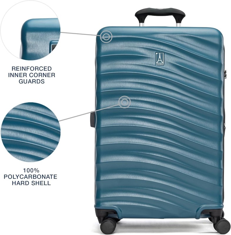 Durable 25-Inch Teal Hard Shell Checked Luggage with Scratch Resistant Finish gallery