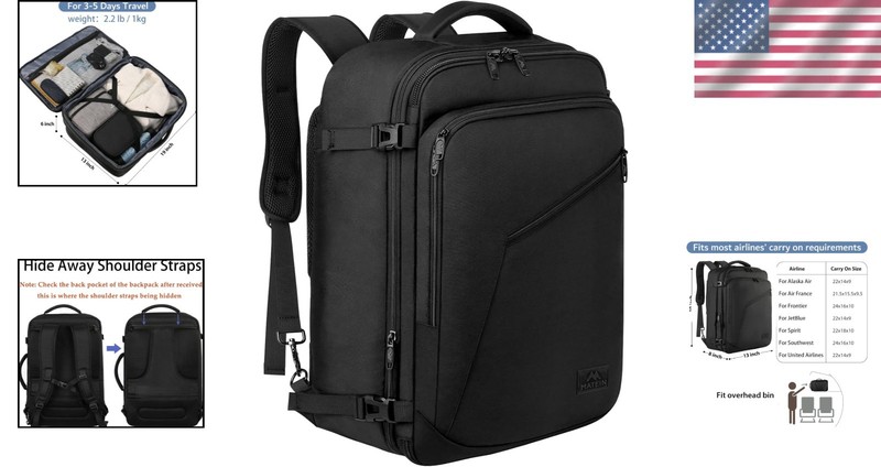 40L Expandable Carry On Backpack for Travel - Water Resistant Lightweight Design gallery