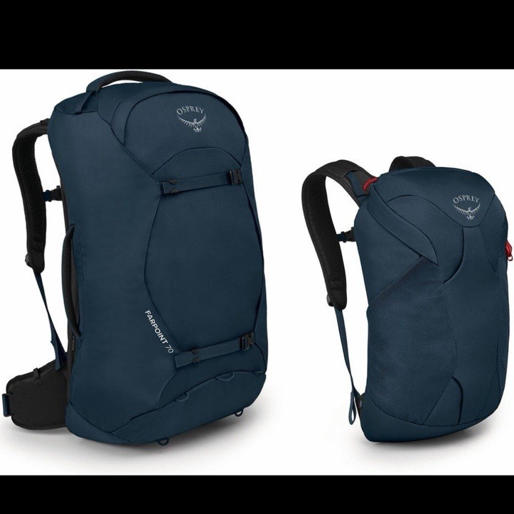 Osprey Farpoint 70L Travel set of 2 backpacksBlue/Black/Red – Adjustable Straps