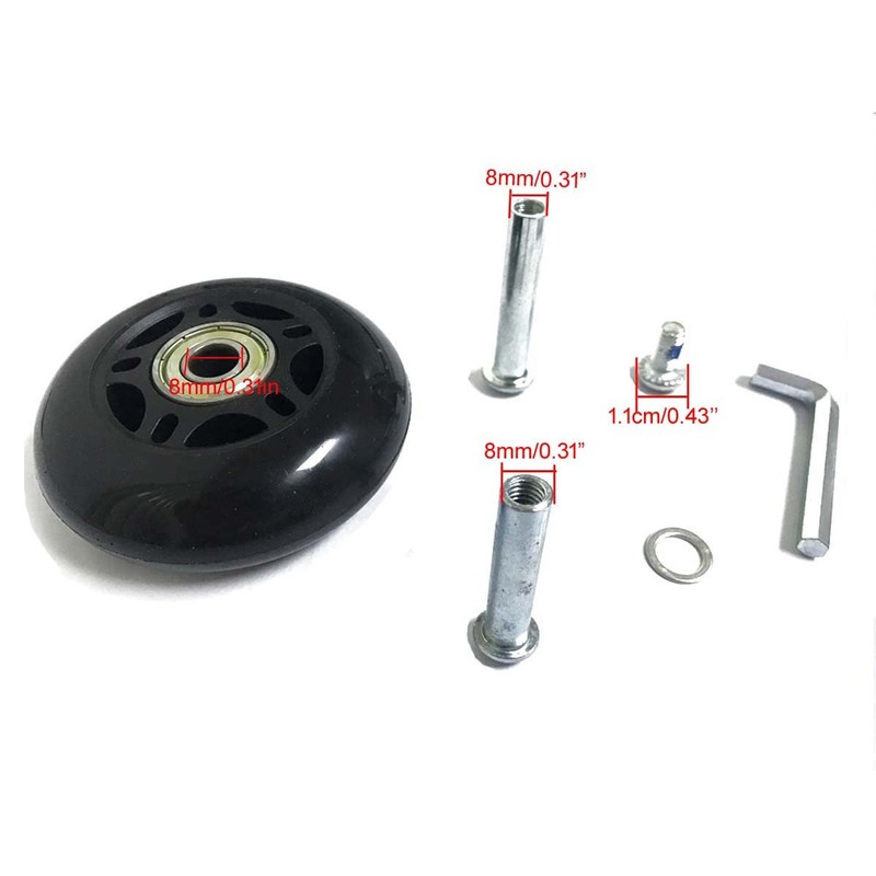 2pcs Luggage Suitcase Wheels, 80mm Rubber Inline Roller Skate Wheels with 8mm... gallery