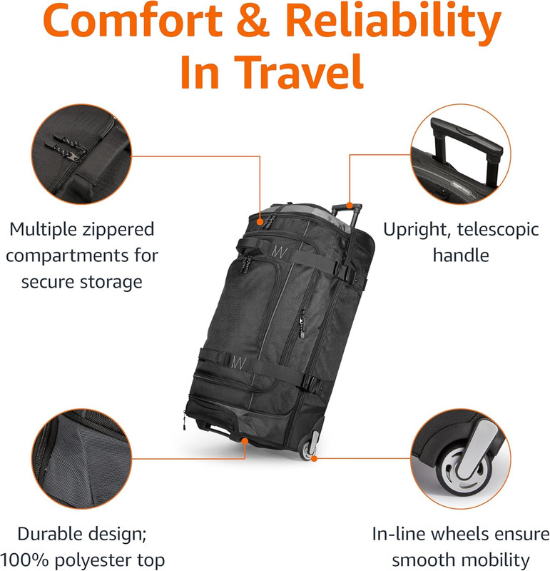 30-Inch Large Rolling Duffel Bag with Wheels and Handle, Durable Ripstop Polyest gallery