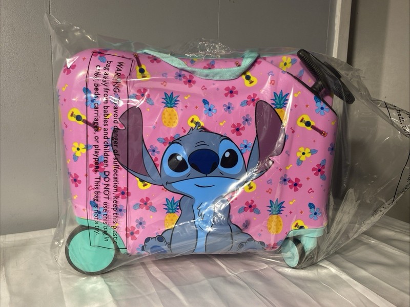 Disney Stitch Checked Hardside Ride on Luggage - Stitch gallery