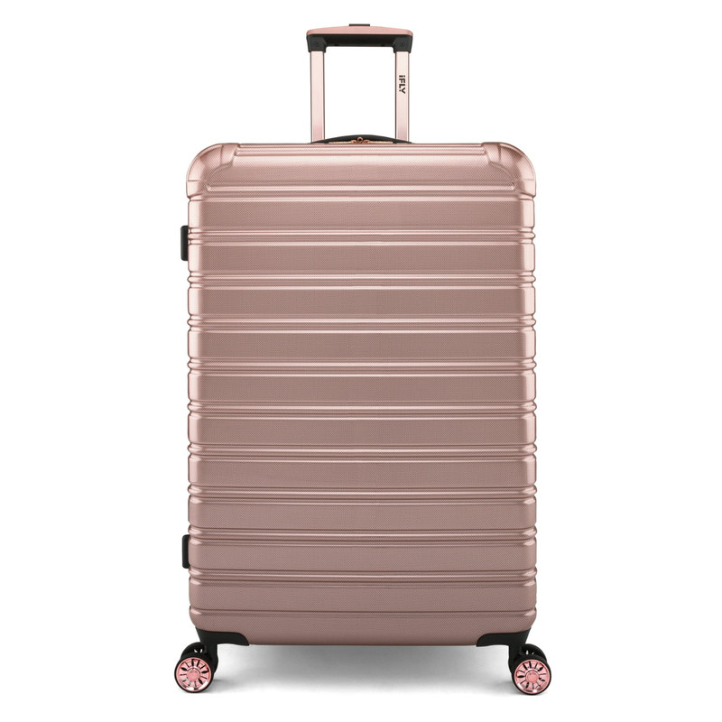 iFLY Fibertech 28″ Large Checked, Suitcase Hardside Expandable Spinner Rose Gold