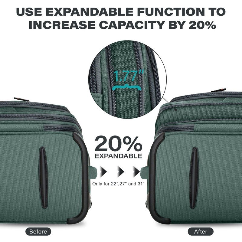 Expandable Soft Shell Suitcase with TSA Lock Durable Lightweight Travel Case gallery