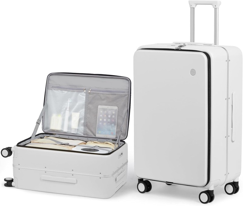 Top Opening Hard Shell Suitcase 26 Inch Smoke White