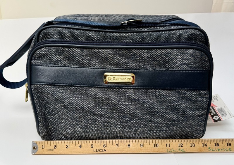 Samsonite Blue Tweed Travel Tote Shoulder Bag Carry On Overnight 14″ NEW