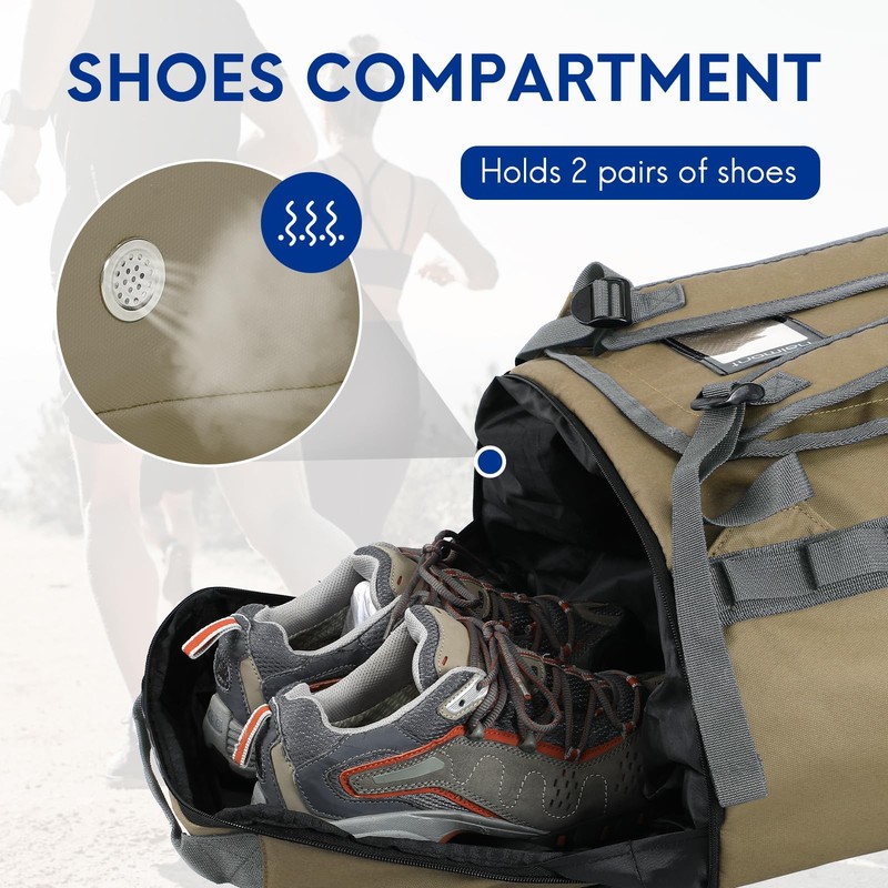 Duffel Backpack Bag 50L Water Repellent Sports Gym Bag Foldable Men Women wit... gallery