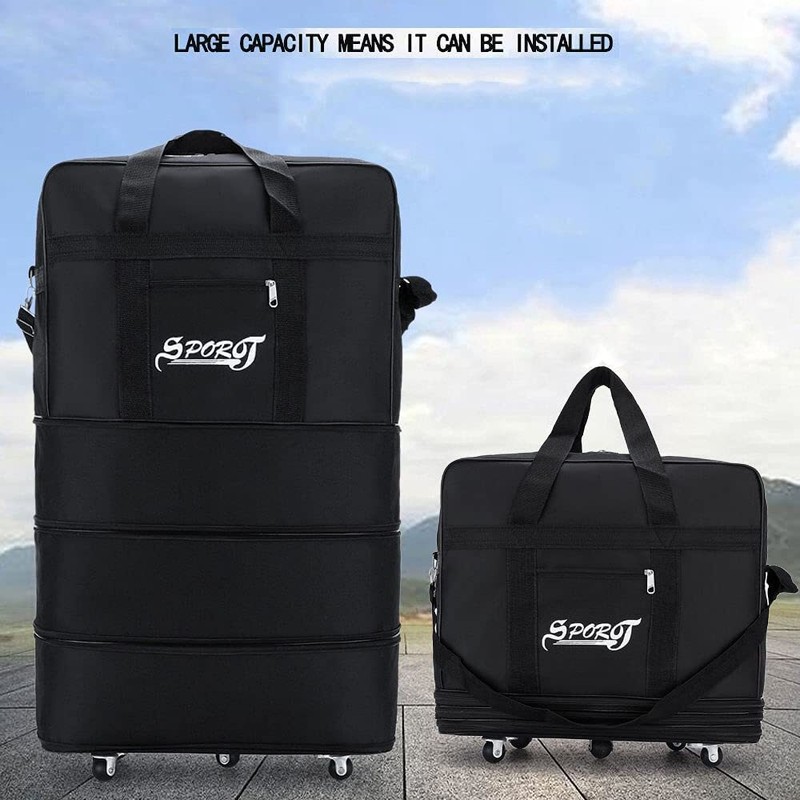 3 Layers Expandable Travel Carry-on Luggage Rolling Suitcase Wheeled Duffle Bag