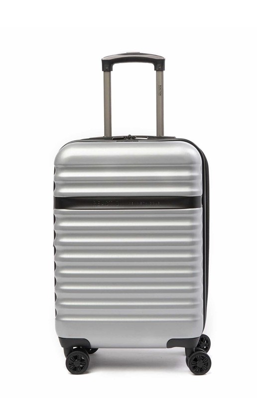 Kenneth Cole Reaction, 24″ Textured Spinner Hardside Suitcase | Silver + Black