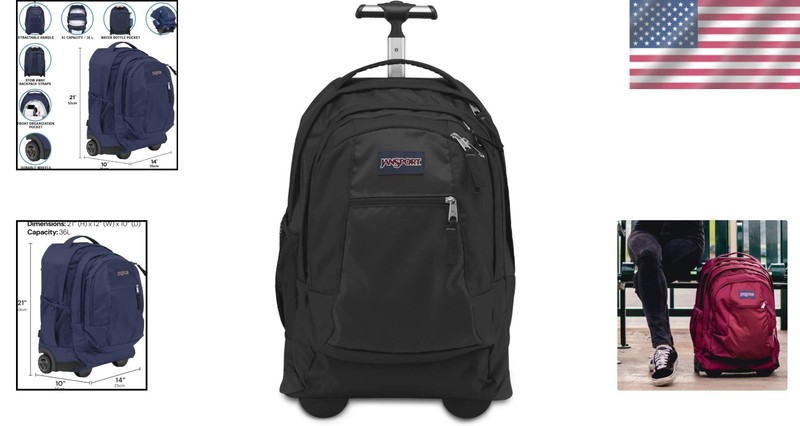 Driver 8 Wheeled Rolling Backpack with 15-Inch Laptop Sleeve, Black Elegance gallery