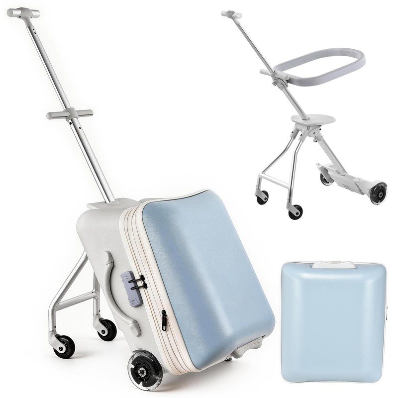 20in Kids Ride On Suitcase with Wheels, for Toddlers Travel, Children’s Suitcase